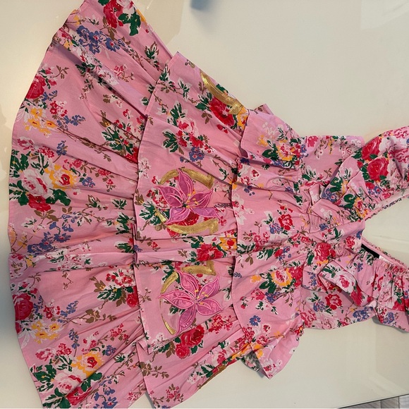 NWT Laura Ashley Pink Floral Ruffle Kentucky Derby Mini Dress - Picture 7 of 10